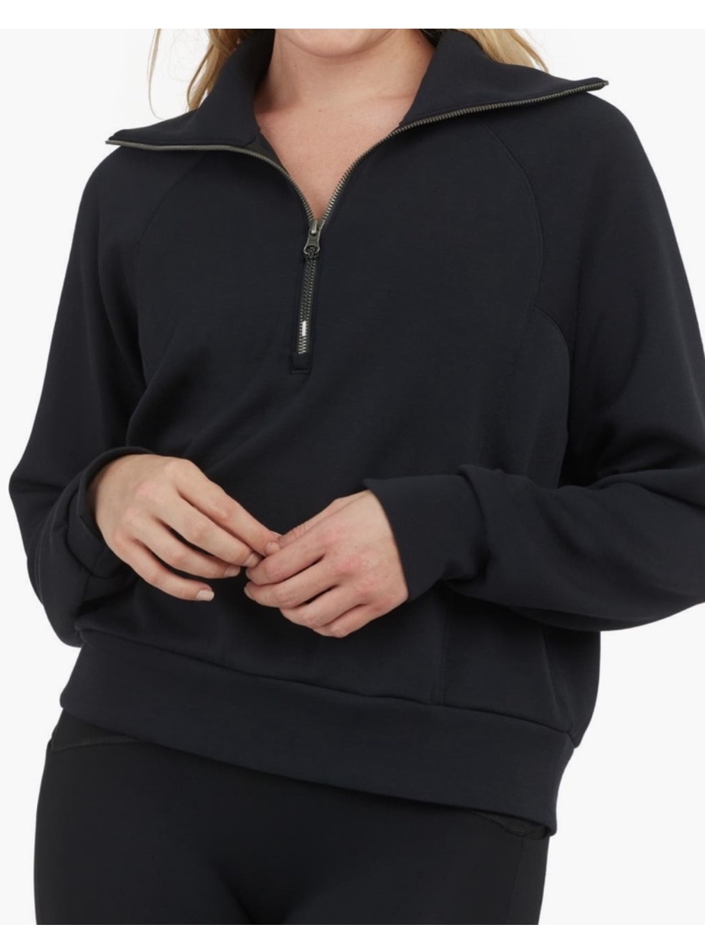 Spanx Airessentials Half Zip Sweater Sweatshirt Black